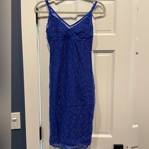 blue stretchy slip dress